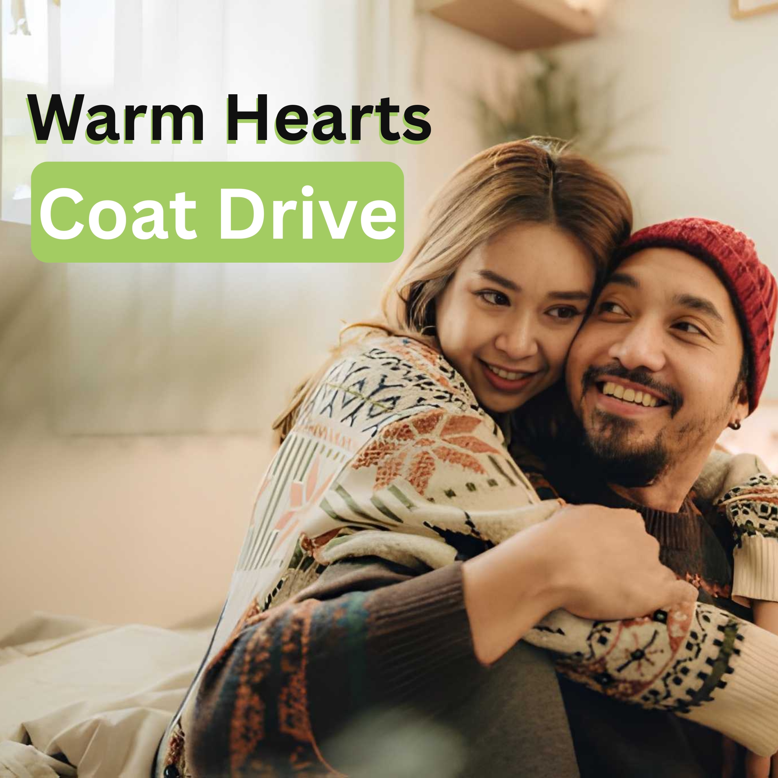 Man smiling while arranging clothes in a laundromat. Text advertises a February special offer: 