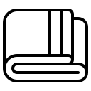Black and white line drawing of a folded blanket or towel.